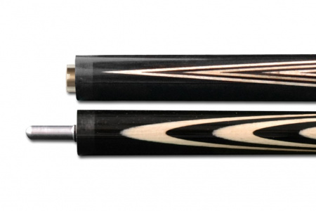 Бильярдный кий Лотос для русской пирамиды двухсоставной, запил - классика 22 запила (эбен, граб), инкрустация (серебро, перламутр)